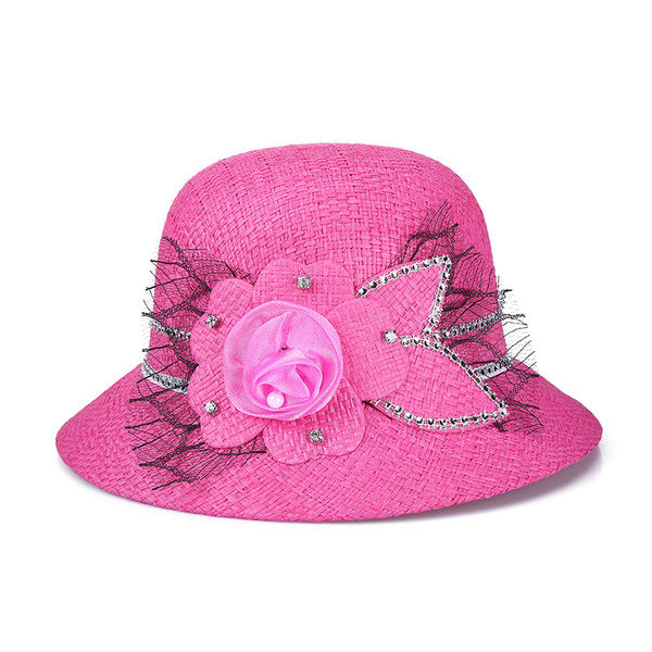 Ženski ljetni šešir s velikim obodom i 3D ukrasom