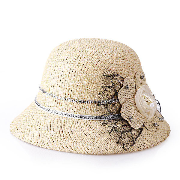 Ženski ljetni šešir s velikim obodom i 3D ukrasom