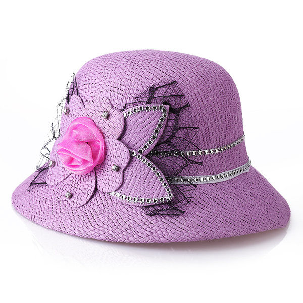 Ženski ljetni šešir s velikim obodom i 3D ukrasom