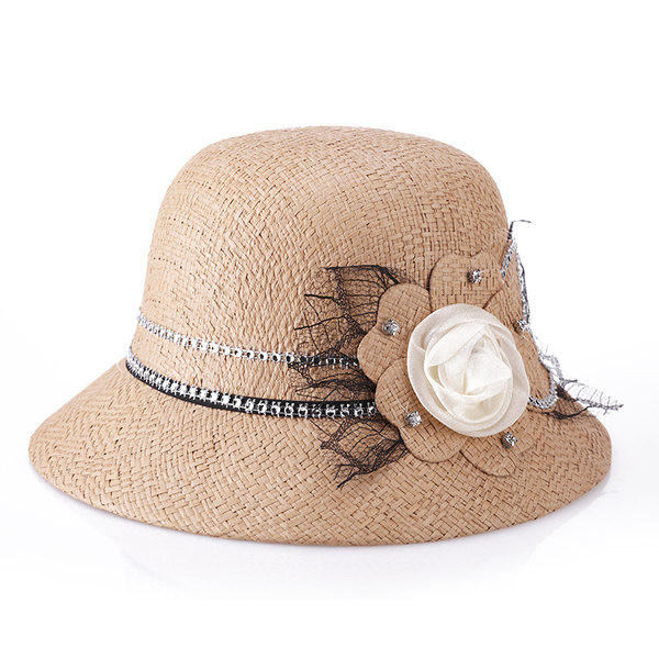 Ženski ljetni šešir s velikim obodom i 3D ukrasom