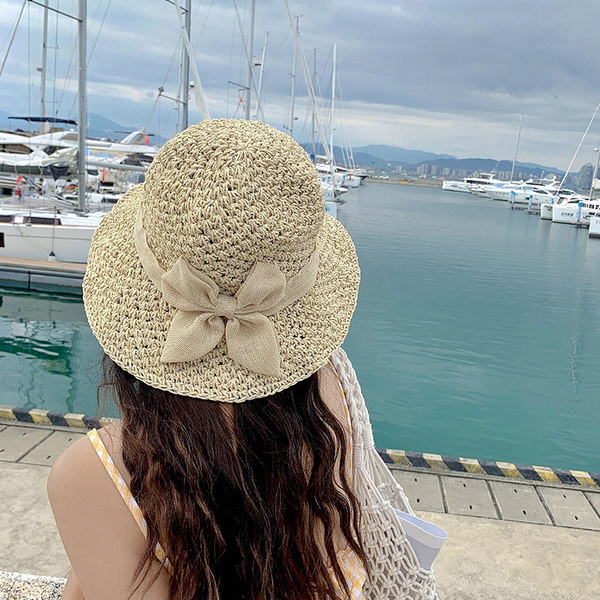 Нов модел дамска шапка подходяща за плаж с панделка