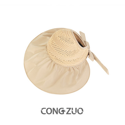 Дамска шапка с панделка и голяма периферия