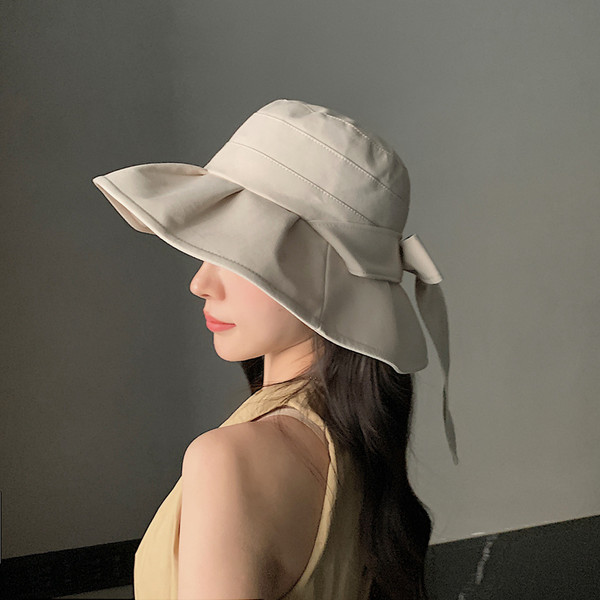 Слънцезащитна дамска шапка с панделка