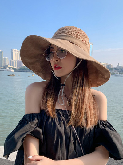 Šešir za sunčanje s velikim obodom i vrpcom