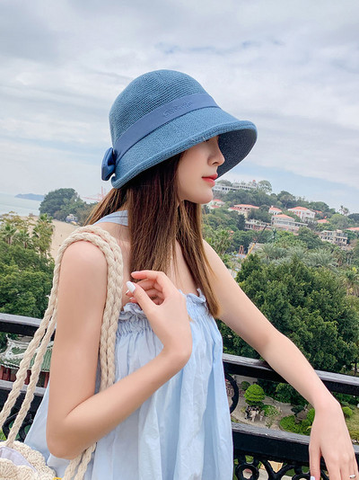 Naiste vabaaja müts paela ja väikese äärega