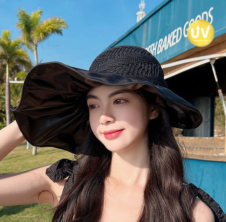 Naiste linane müts must ja beež