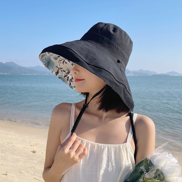 Ženski šešir za sunce širokog oboda s vezicama
