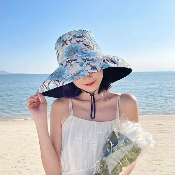 Ženski šešir za sunce širokog oboda s vezicama