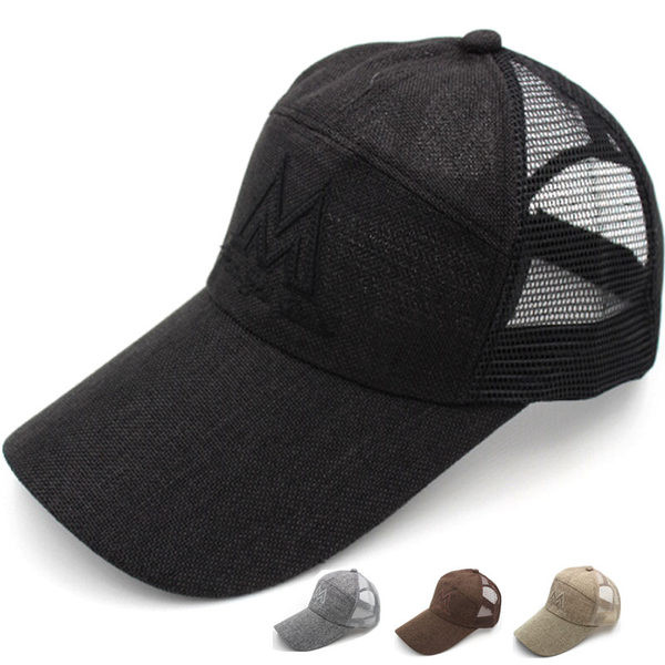 Ανδρικό καλοκαιρινό διχτυωτό καπέλο με γείσο και έμβλημα