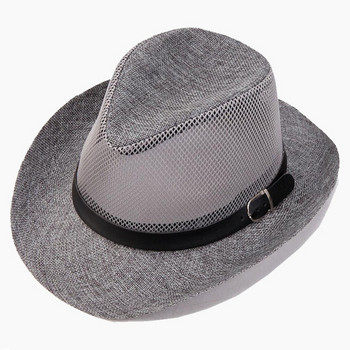 Мъжка мрежеста шапка с голяма периферия и метален елемент
