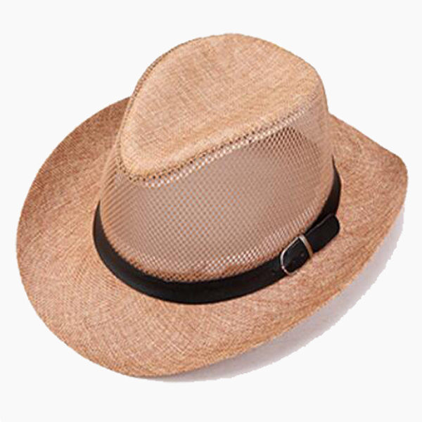 Ανδρικό διχτυωτό καπέλο με μεγάλη περιφέρια και μεταλλικό στοιχείο