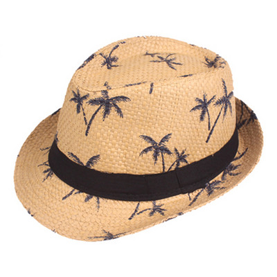 Ψάθινο καπέλο παραλίας με στάμπα