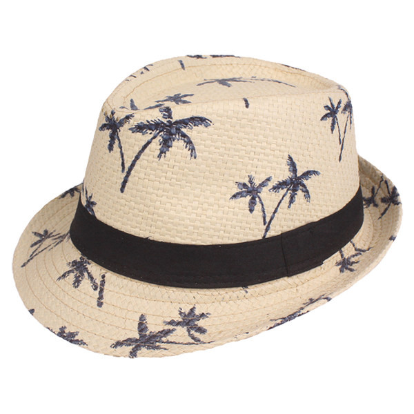 Ψάθινο καπέλο παραλίας με στάμπα