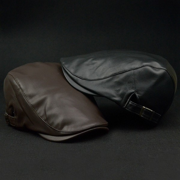 Muški podesivi kožni šešir u obliku beretke