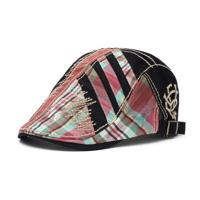 Χρωματιστό ανδρικό καπέλο με κέντημα - τύπου μπερέ