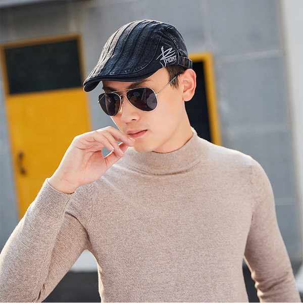 Χρωματιστό ανδρικό καπέλο με κέντημα - τύπου μπερέ