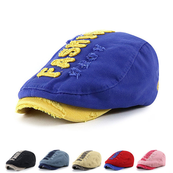 Υφασμάτινο καπέλο τύπου μπερέ με σκισμένο εφέ