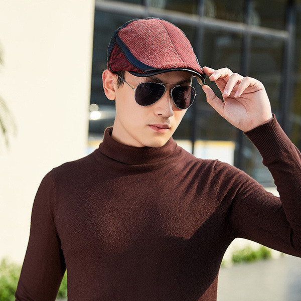 Ανδρικό καπέλο μπερέ φθινοπώρου-χειμώνα με κέντημα