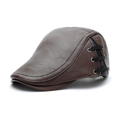 Ανδρικό έκο δερμάτινο καπέλο μπερέ με μεταλλικά στοιχεία