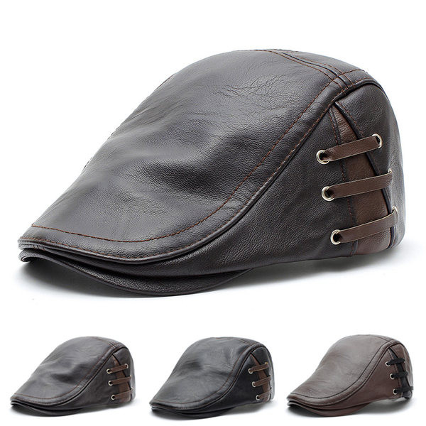 Ανδρικό έκο δερμάτινο καπέλο μπερέ με μεταλλικά στοιχεία
