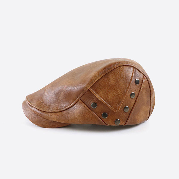 Ανδρικό καπέλο από οικολογικό δέρμα τύπου τραγιάσκα