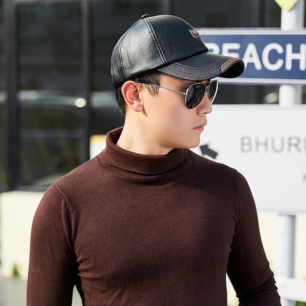 Vyriška eko odos kepurė su skydeliu ir emblema