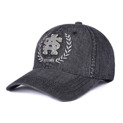 Ανδρικό καπέλο τζιν με γείσο και κέντημα