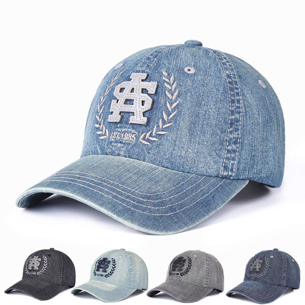 Ανδρικό καπέλο τζιν με γείσο και κέντημα