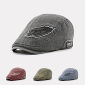 Ανδρικό τζιν καπέλο με επιγραφή και σκισμένο σχέδιο