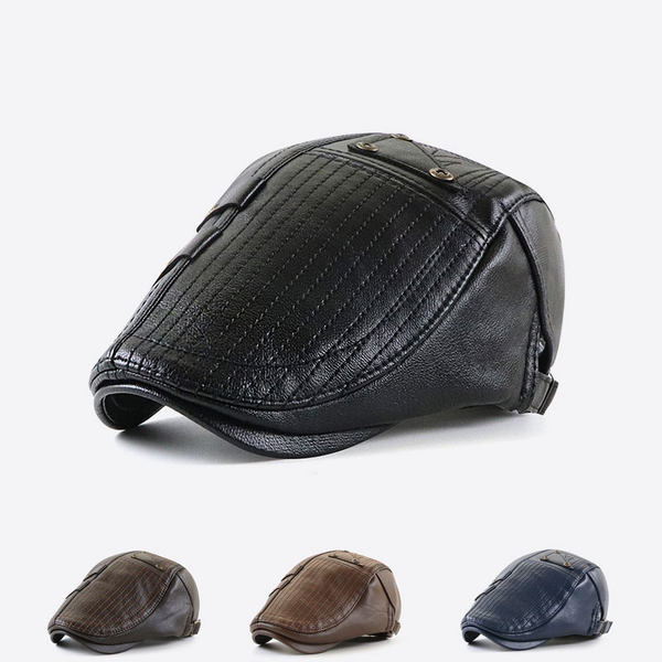 Μοντέρνο ανδρικό δερμάτινο καπέλο τύπου μπερέ
