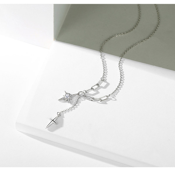 Νέο μοντέλο λεπτή αλυσίδα με μενταγιόν - ασημί χρώμα
