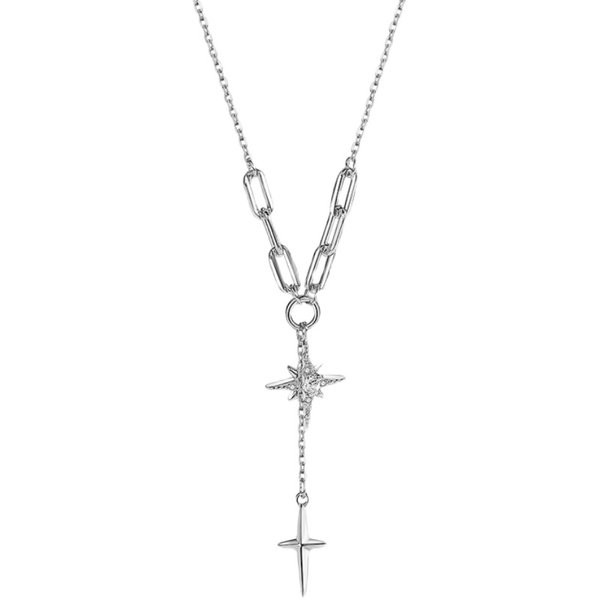 Νέο μοντέλο λεπτή αλυσίδα με μενταγιόν - ασημί χρώμα