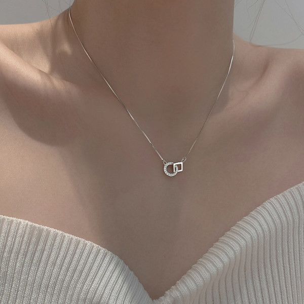 Νέο μοντέλο λεπτή γυναικεία αλυσίδα με μενταγιόν - ασημί χρώμα