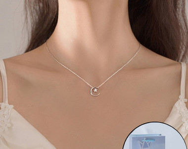 Γυναικείο κολιέ με διακόσμηση φεγγαριού και αστεριού με διακοσμητικές πέτρες