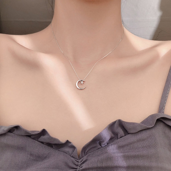 Γυναικείο κολιέ με διακόσμηση φεγγαριού και αστεριού με διακοσμητικές πέτρες