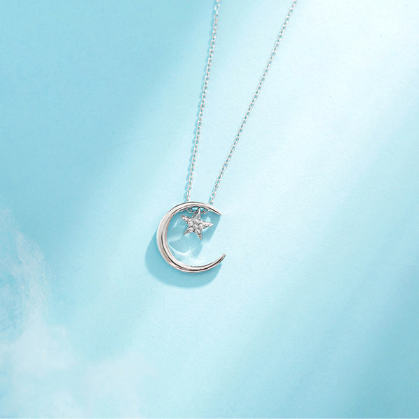 Γυναικείο κολιέ με διακόσμηση φεγγαριού και αστεριού με διακοσμητικές πέτρες