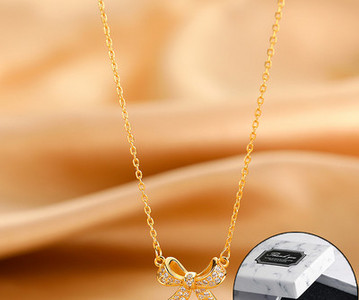 Γυναικείο ντελικάτο κολιέ με κορδέλα και διακοσμητικές πέτρες