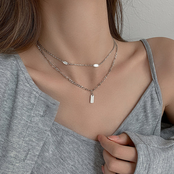 Γυναικεία αλυσίδα δύο σειρών σε ασημί χρώμα