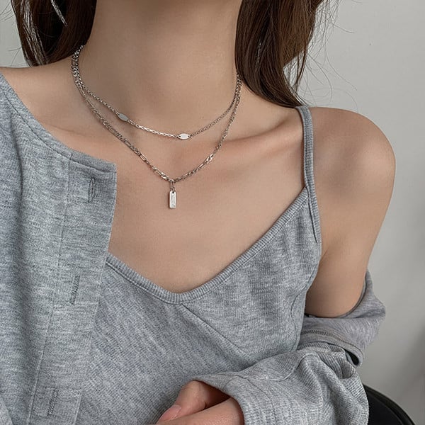 Γυναικεία αλυσίδα δύο σειρών σε ασημί χρώμα