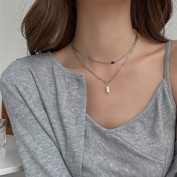 Γυναικεία αλυσίδα δύο σειρών σε ασημί χρώμα