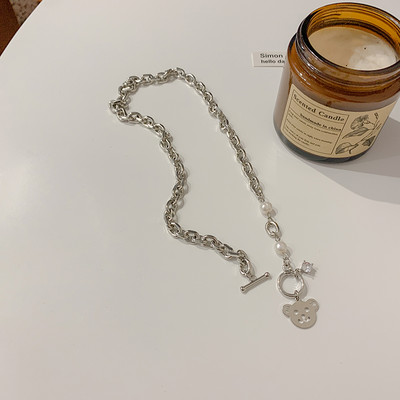 Γυναικείο κολιέ με πέρλες και διακόσμηση αρκουδάκι