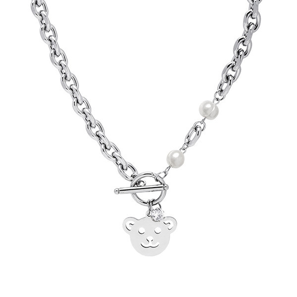 Γυναικείο κολιέ με πέρλες και διακόσμηση αρκουδάκι