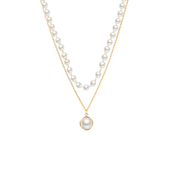 Μοντέρνο γυναικείο κολιέ διπλό με πέρλες