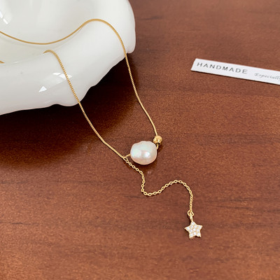 Μοντέρνο γυναικείο λεπτό κολιέ με πέρλα