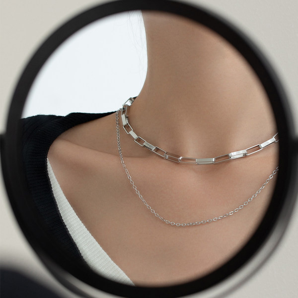 Hõbedase tooniga kaherealine naiste kaelakee