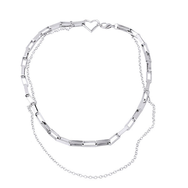 Hõbedase tooniga kaherealine naiste kaelakee