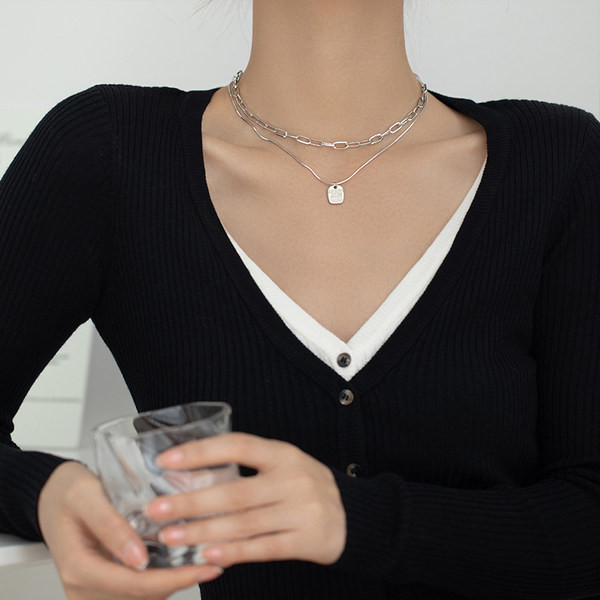 Igapäevane naiste kaherealine ripatsiga kaelakee