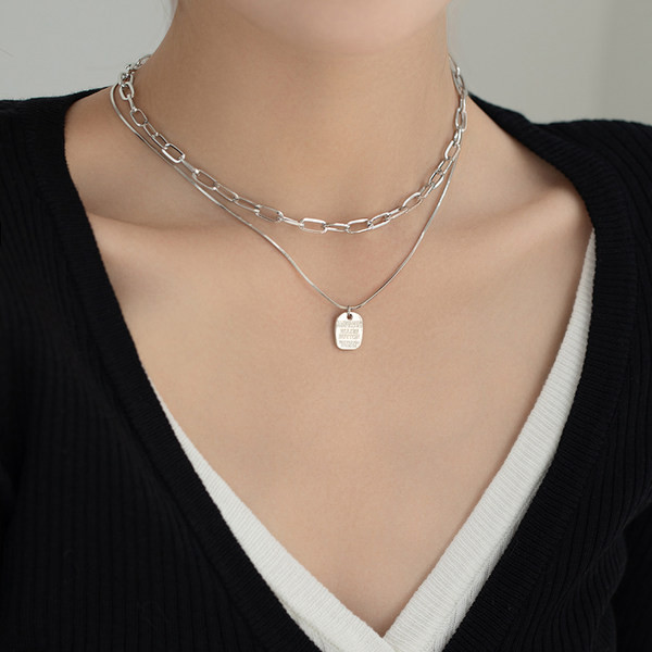 Igapäevane naiste kaherealine ripatsiga kaelakee