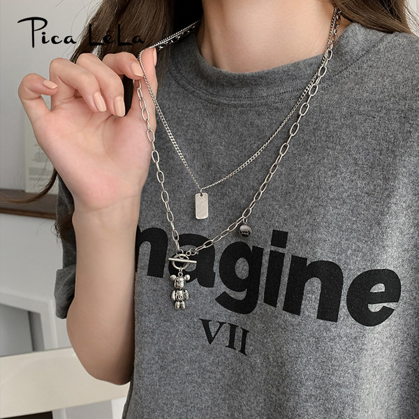 Kaherealine ripatsidega naiste kaelakee