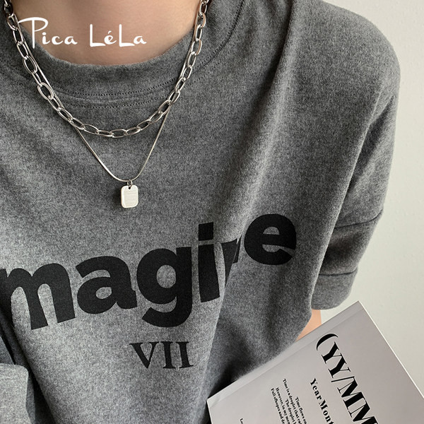 Ženski dvoredni lanac srebrne boje